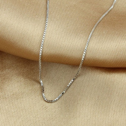 Sterling Silver Rhodium Plated 0.9 mm Box Chain