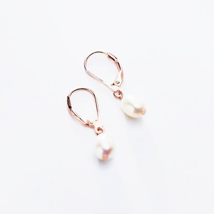 Sterling Silver Rose Gold Plated Pearl Drop Earrings