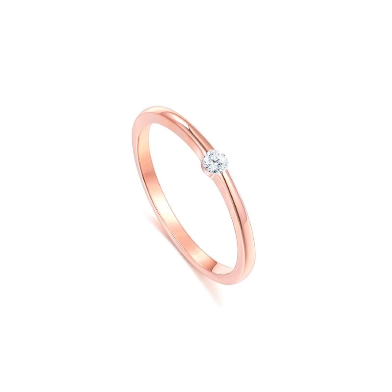 Silver Rose Gold Plated Minimalist CZ Ring