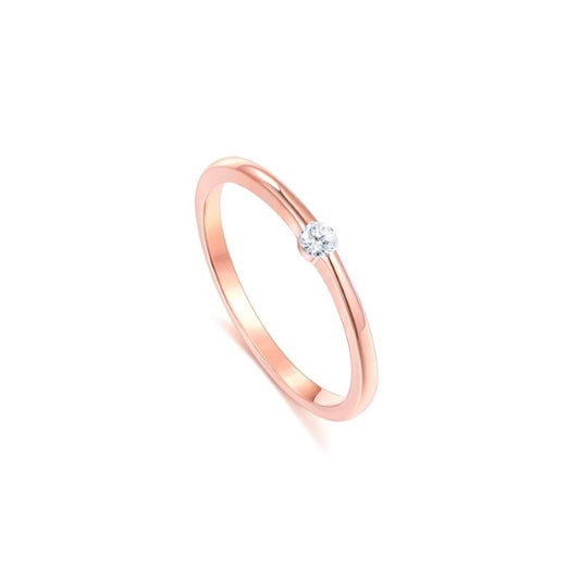 Silver Rose Gold Plated Minimalist CZ Ring