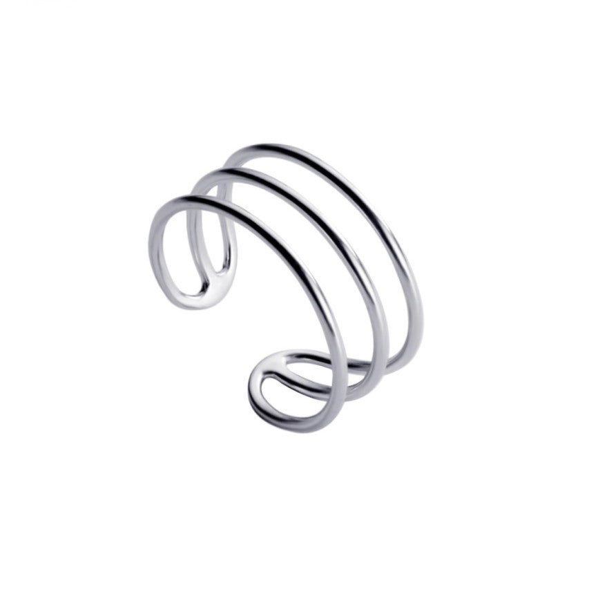 Sterling Silver Rhodium Plated Triple Ring