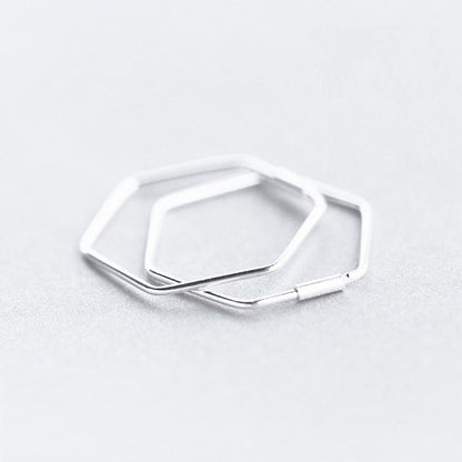 Sterling Silver Hexagon Hoops