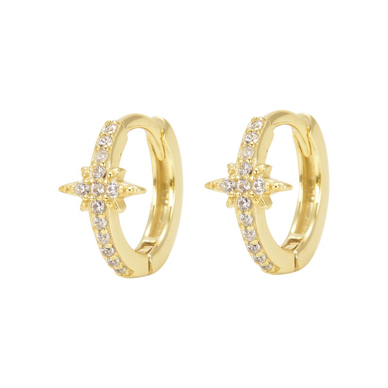 Silver Gold Plated CZ Star Hoops