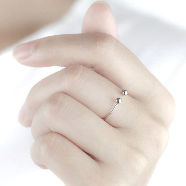 Sterling Silver Rhodium Plated Minimalist Bead Ring