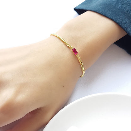 Sterling Silver Gold Plated Ruby CZ Bracelet