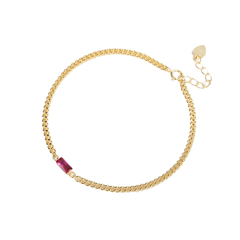 Sterling Silver Gold Plated Ruby CZ Bracelet