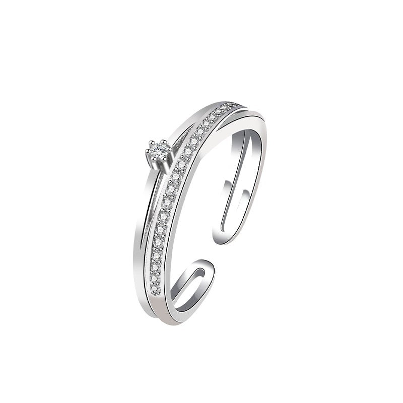 Sterling Silver Rhodium Plated CZ Ring