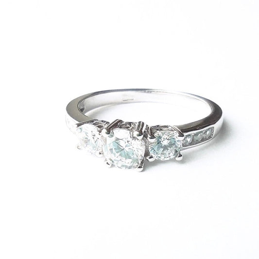 Sterling Silver Rhodium Plated CZ Ring