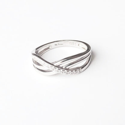 Sterling Silver Rhodium Plated CZ Ring