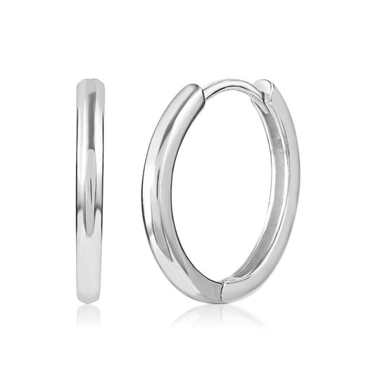 Sterling Silver Rhodium Plated 12 - 20 mm Hoops