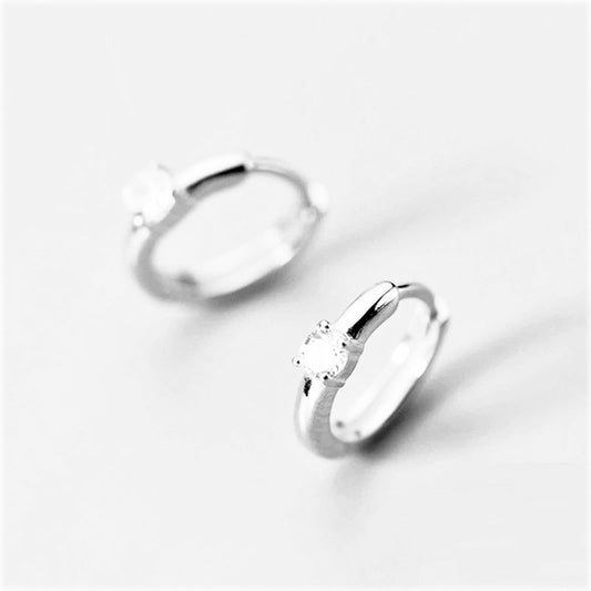 Sterling Silver Rhodium Plated 10 mm CZ Hoops