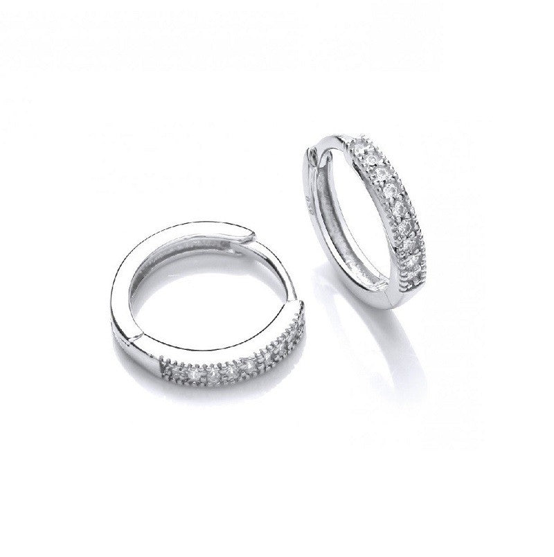 Sterling Silver Rhodium Plated 12 - 20 mm CZ Hoops