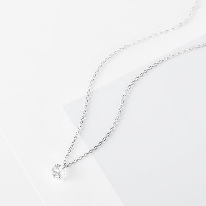 Sterling Silver Rhodium Plated CZ Crystal Necklace