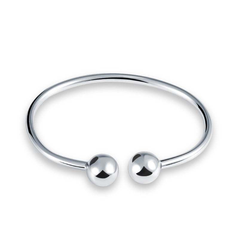 Sterling Silver Rhodium Plated Round Cuff Bracelet