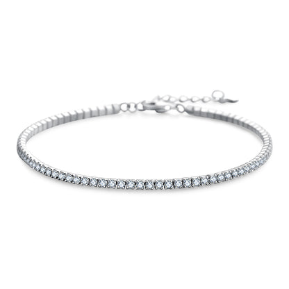 Sterling Silver Rhodium Plated 1.5 mm CZ Tennis Bracelet