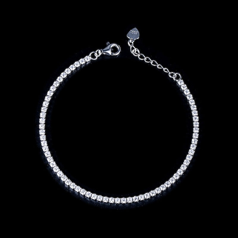 Sterling Silver Rhodium Plated 1.5 mm CZ Tennis Bracelet