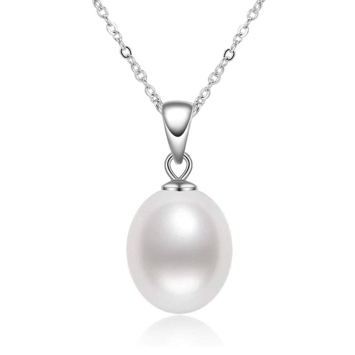 Sterling Silver Rhodium Plated Pearl Necklace