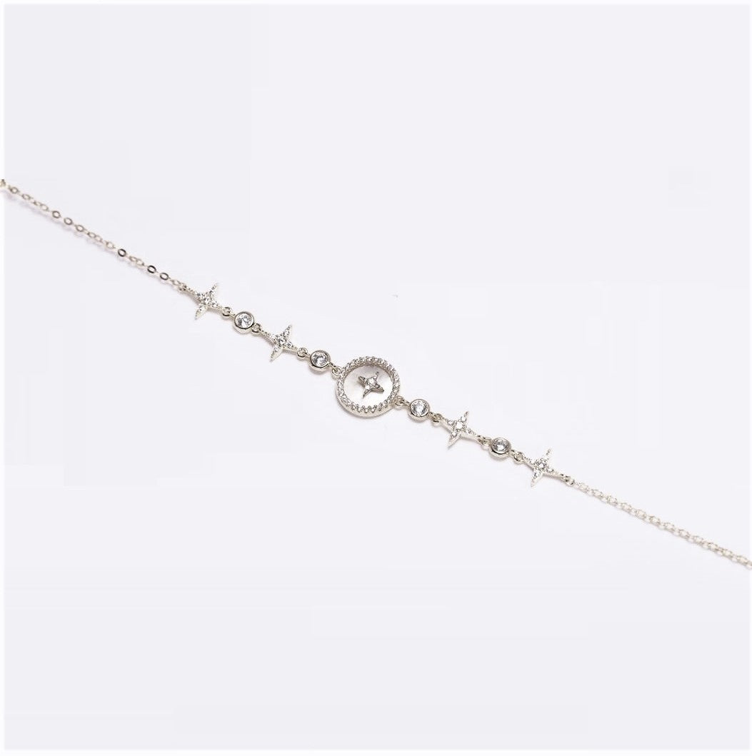 Sterling Silver Rhodium Plated Nacre Bracelet