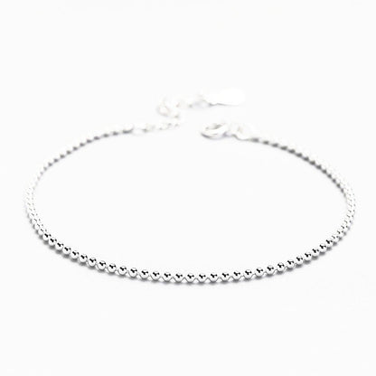 Sterling Silver Rhodium Plated Ball Bead Bracelet