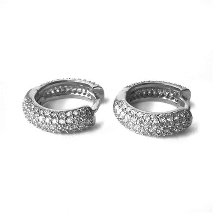 Sterling Silver Rhodium Plated CZ Hoops