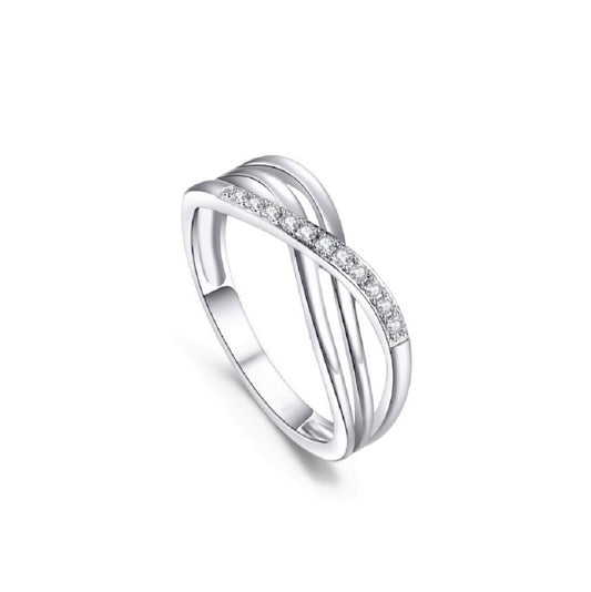 Sterling Silver Rhodium Plated CZ Ring