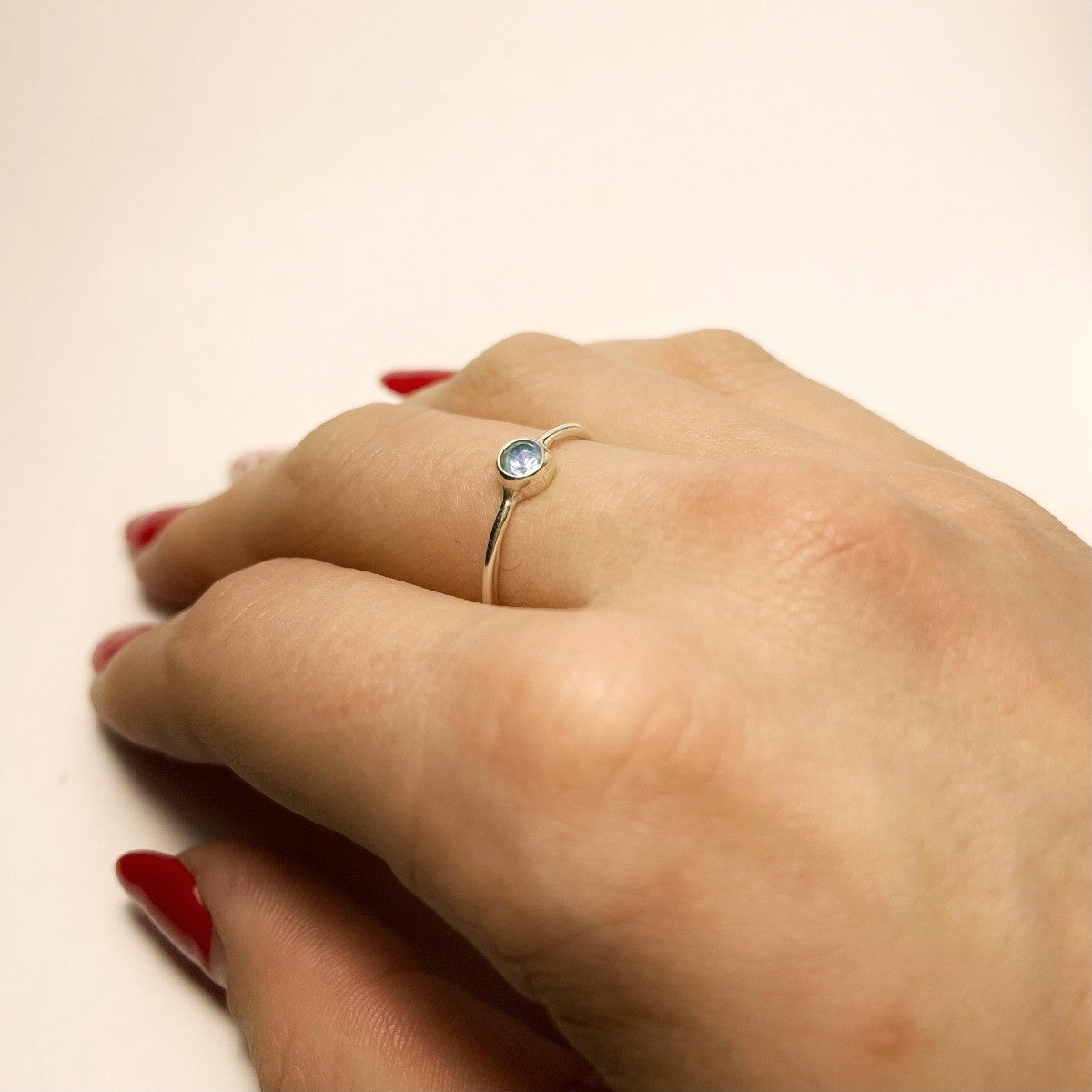 Sterling Silver Minimalist Blue Topaz Ring