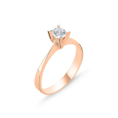 Sterling Silver Rose Gold Plated CZ Crystal Ring