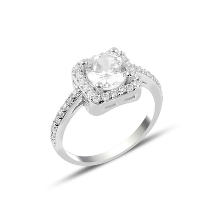 Sterling Silver Rhodium Plated CZ Ring