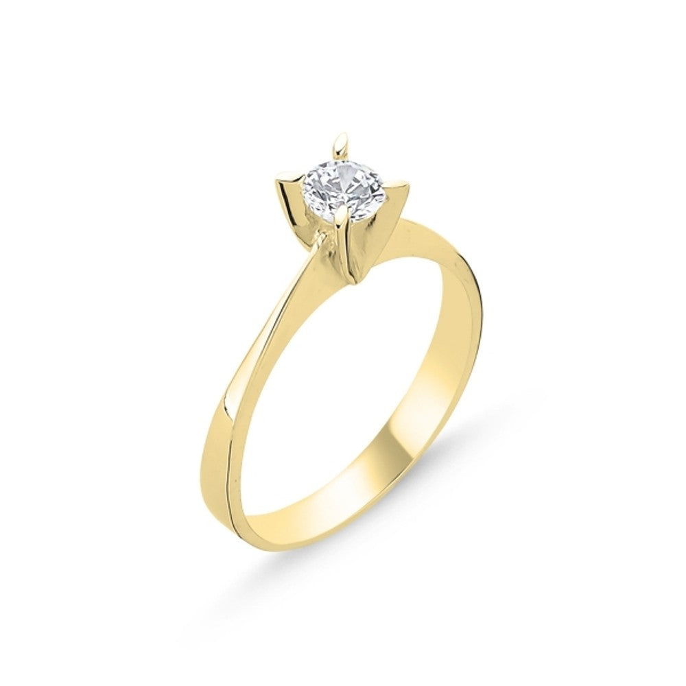 Sterling Silver Gold Plated CZ Crystal Ring