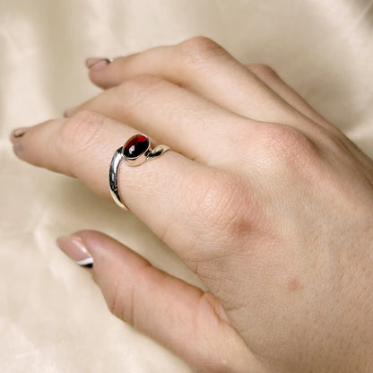 Sterling Silver Oval Garnet Ring