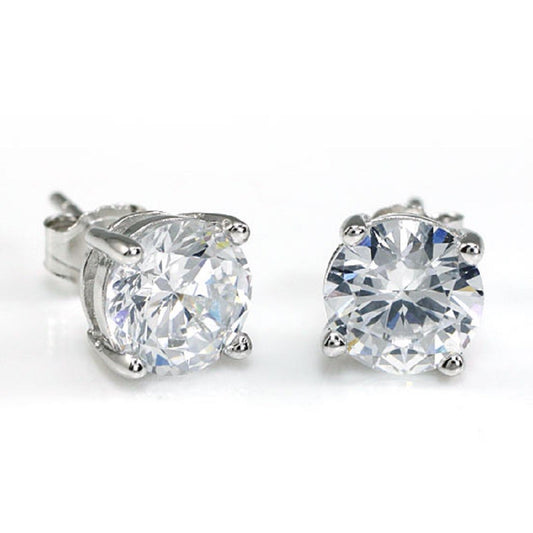 Silver 6 - 8 mm CZ Crystal Studs