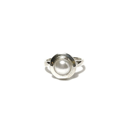 Sterling Silver Round Pearl Ring