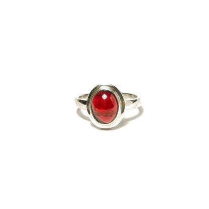 Sterling Silver Oval Garnet Ring