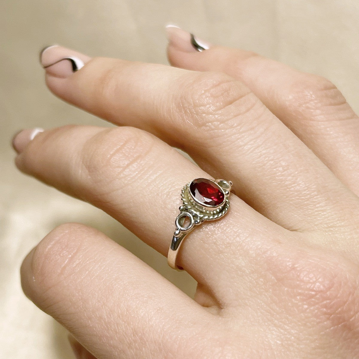 Sterling Silver Garnet Ring