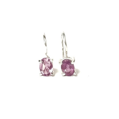 Sterling Silver Oval Amethyst Drop Earrings