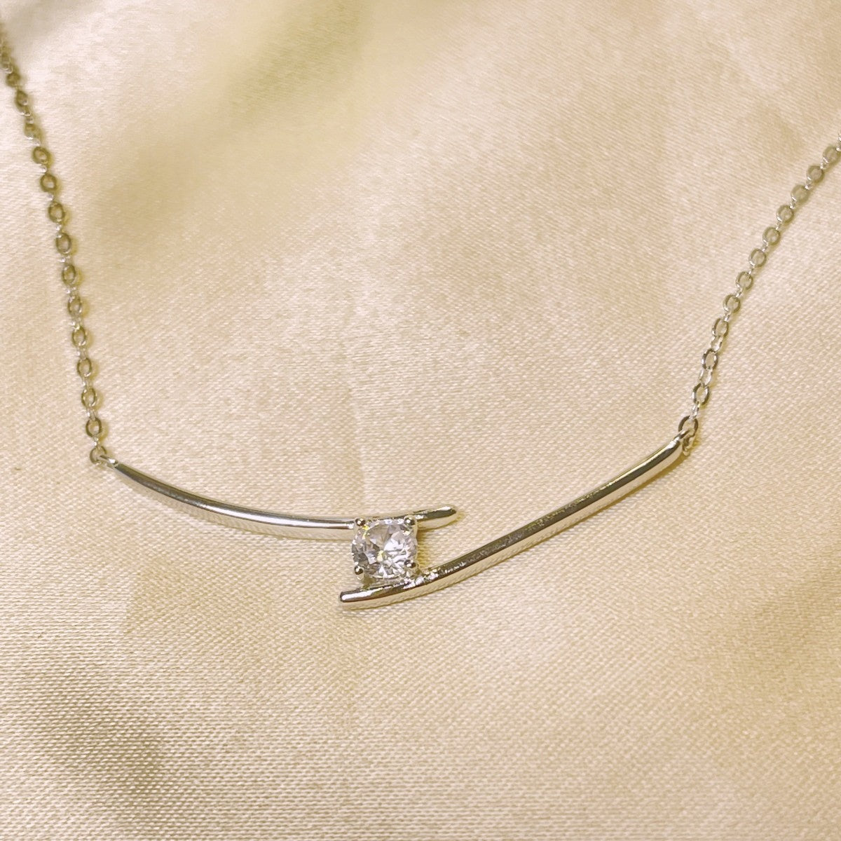 Sterling Silver Rhodium Plated CZ Necklace