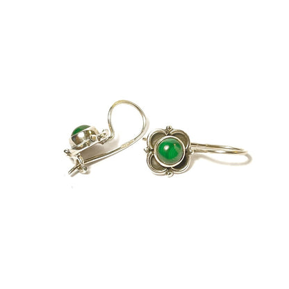 Sterling Silver Malachite Flower Earrings