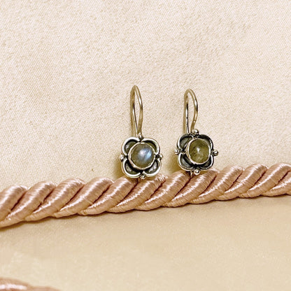 Sterling Silver Labradorite Flower Earrings