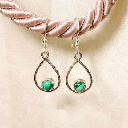 Sterling Silver Malachite Drop Earrings