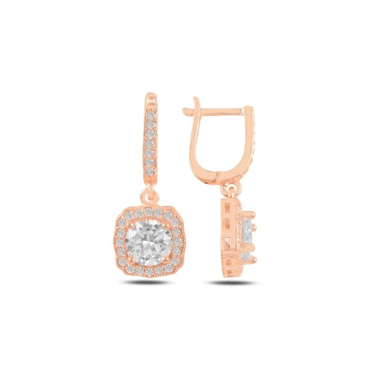 Silver Rose Gold Plated English Lock Earrings