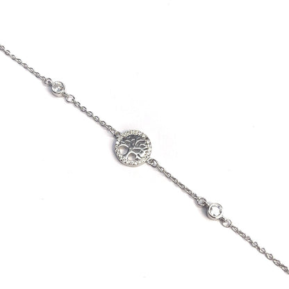 Sterling Silver Rhodium Plated Tree of Life Bracelet