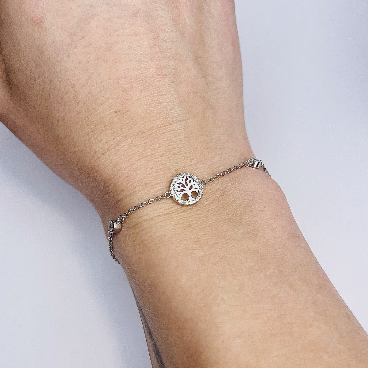 Sterling Silver Rhodium Plated Tree of Life Bracelet