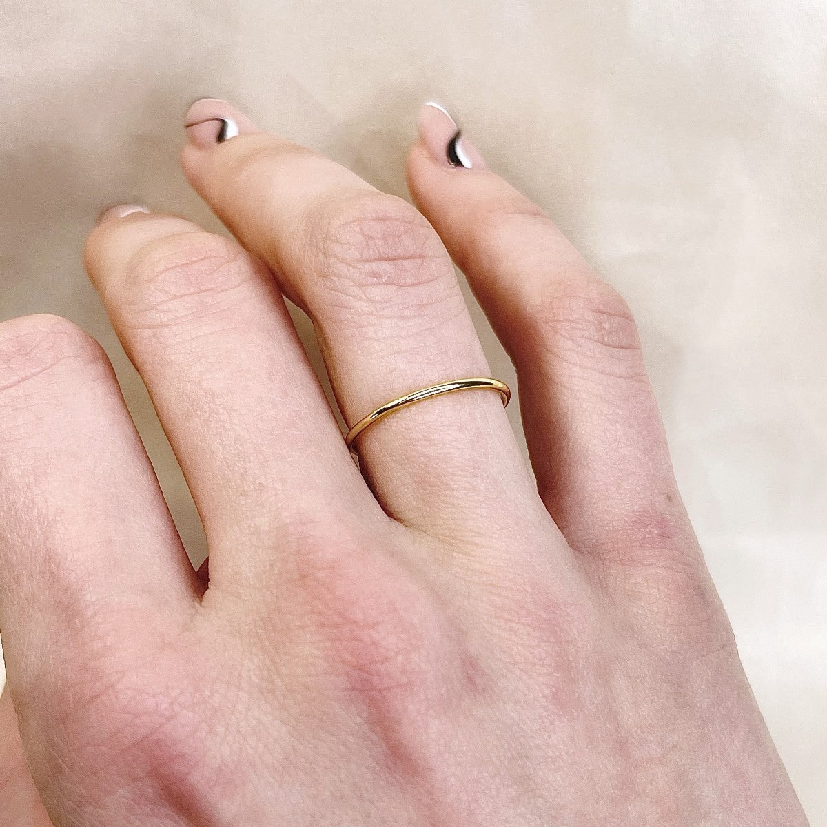 Sterling Silver Gold Plated 1 mm Minimalist Ring