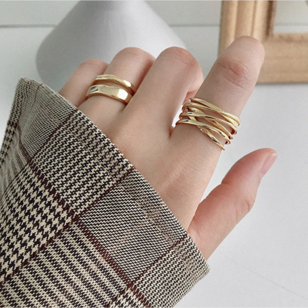 Sterling Silver Gold Plated Wide Ring