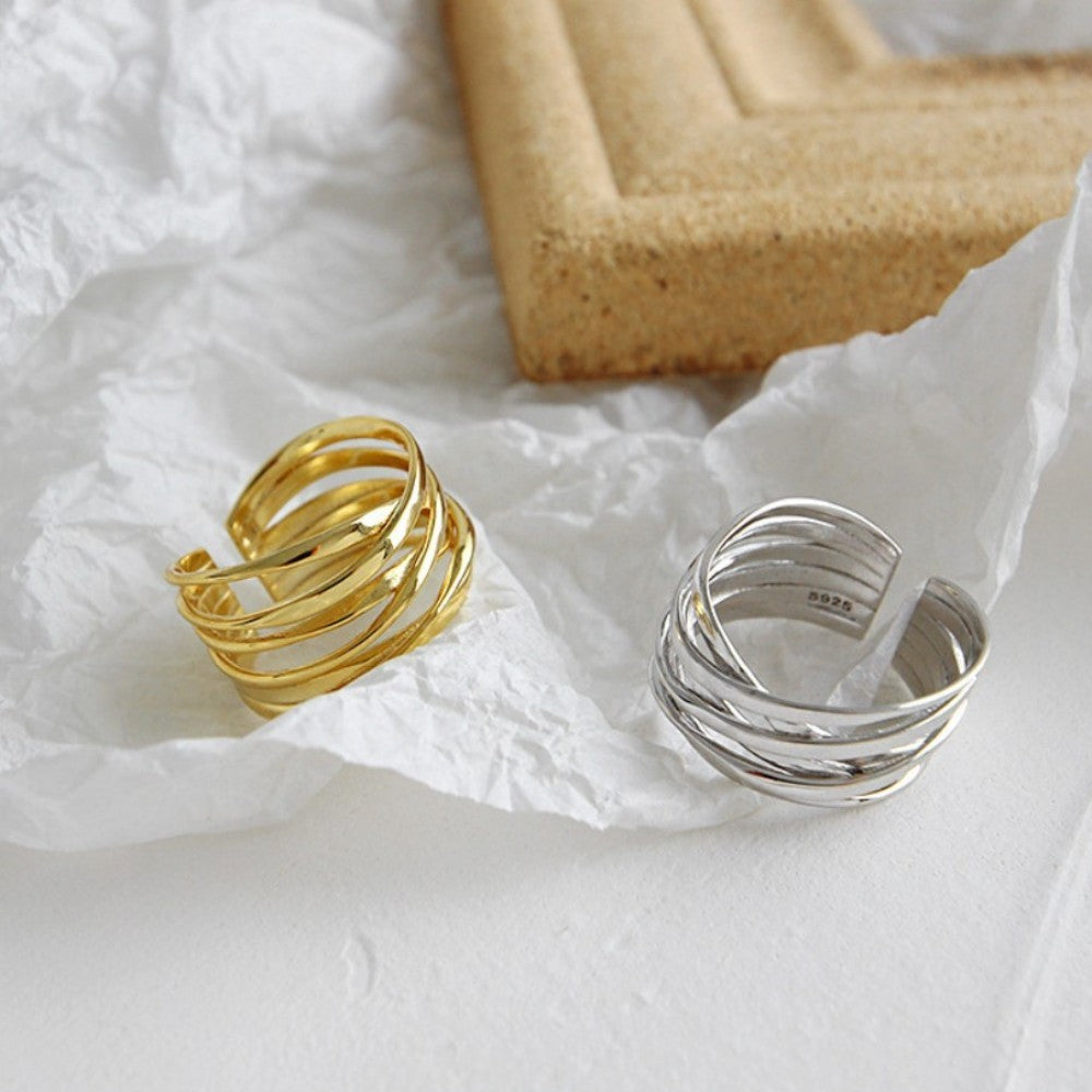 Sterling Silver Gold Plated Wide Ring