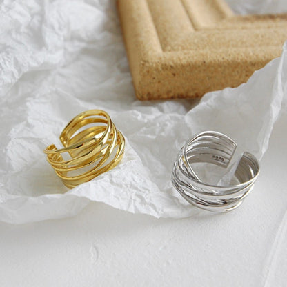 Sterling Silver Gold Plated Wide Ring