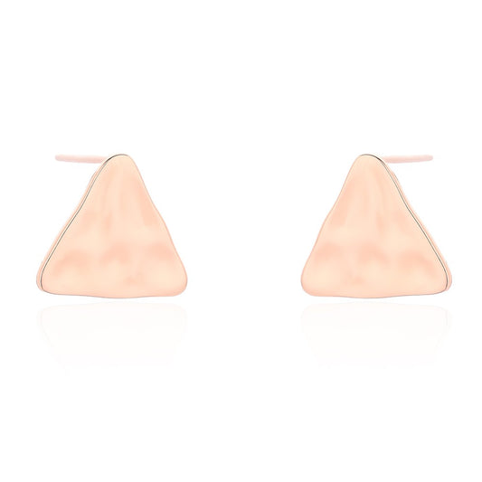 Sterling Silver Rose Gold Plated Triangle Studs