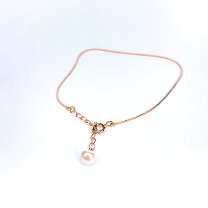 Sterling Silver Rose Gold Plated Pearl Bracelet