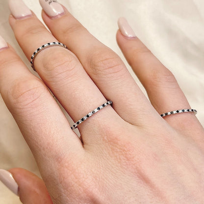 Sterling Silver Black & Clear CZ Band Ring