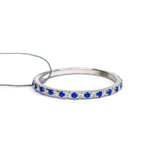 Sterling Silver Blue & Clear CZ Band Ring